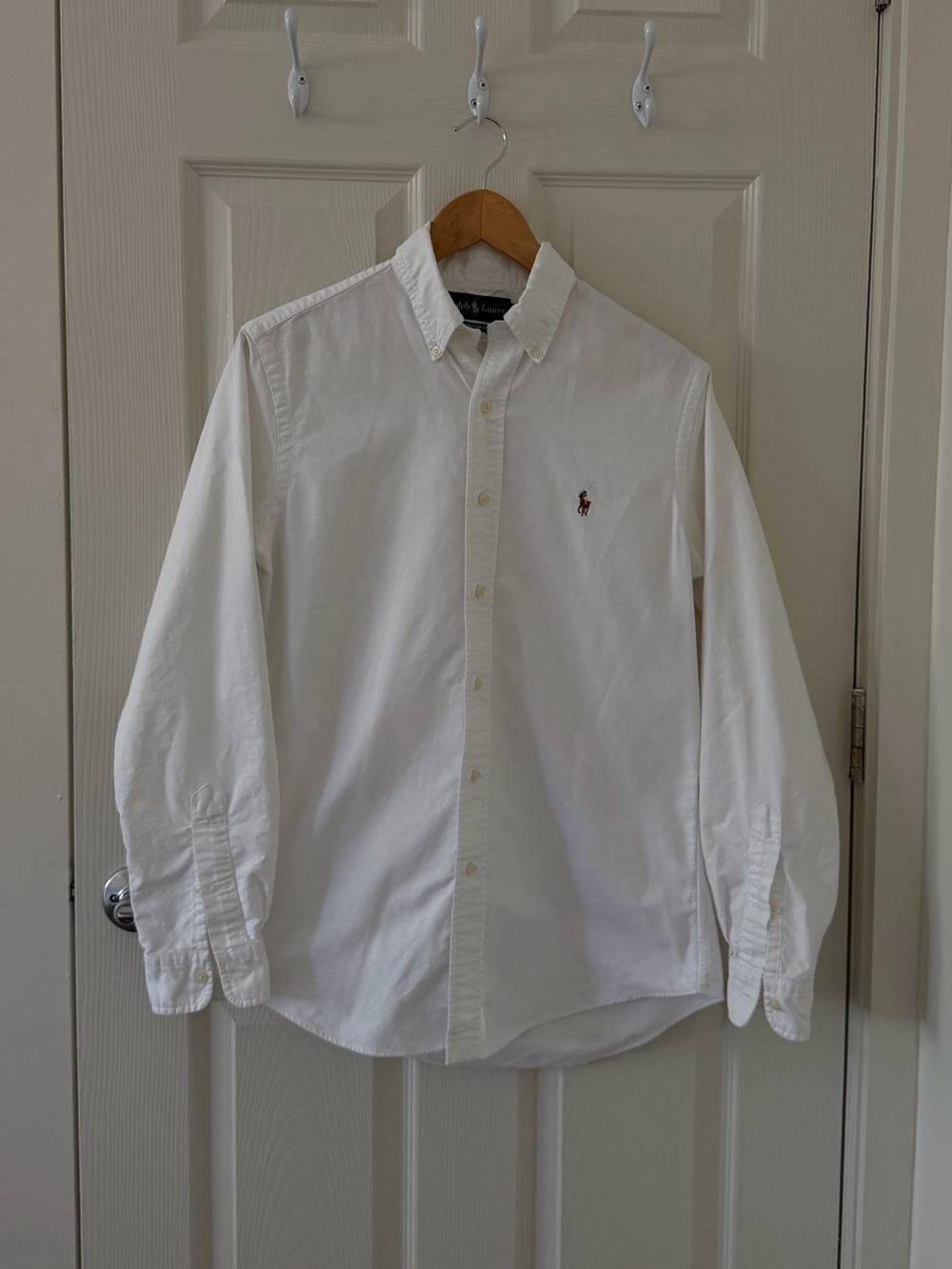 Ralph Lauren White Button-Down Oxford Shirt with Polo Pony